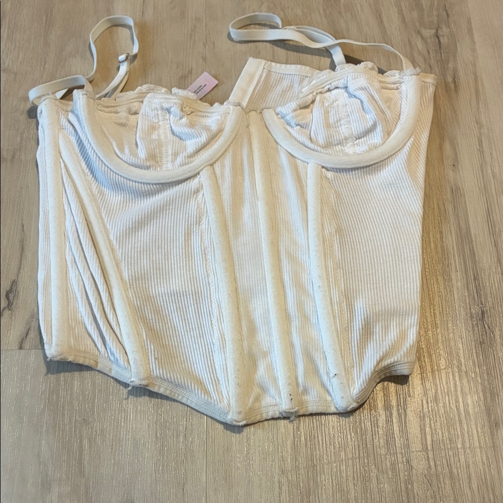 Urban Outfitters Cream Ribbed Crop Top